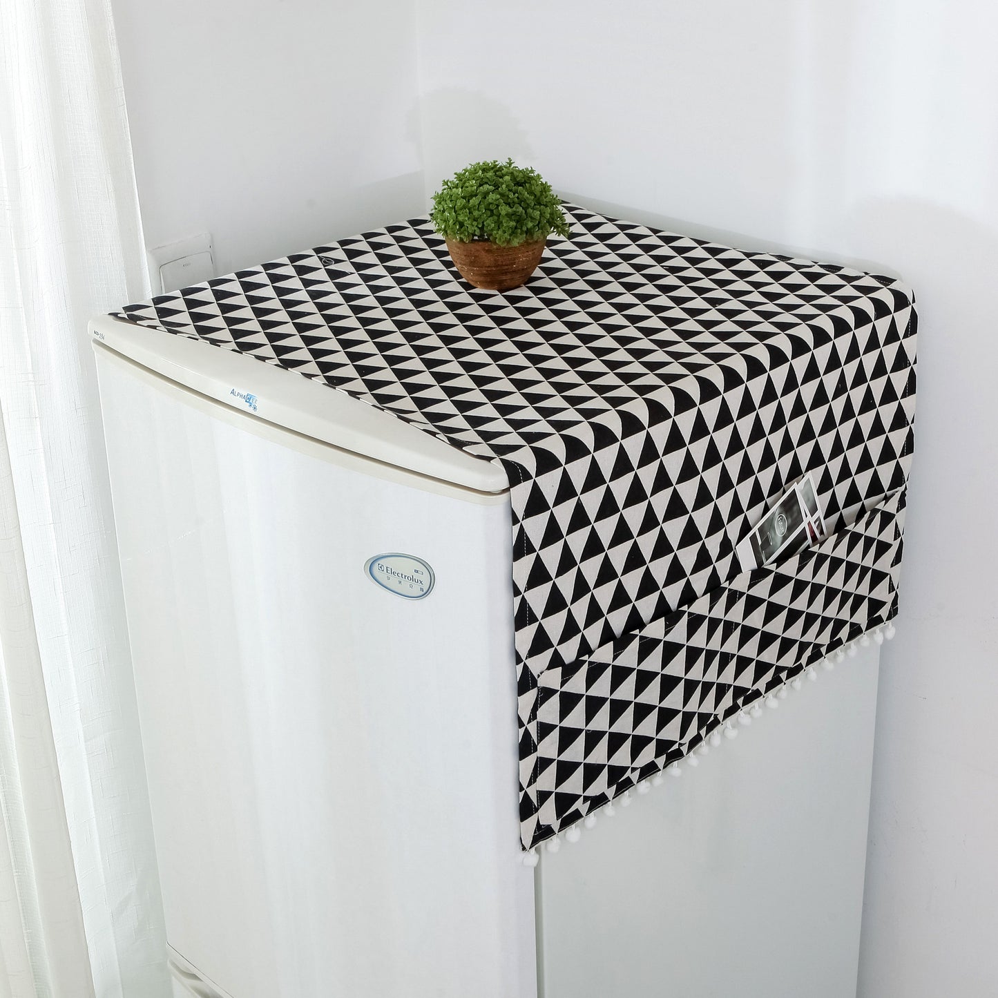 Refrigerator Dust Cover Grey Geometry Refrigerator Cover Cloth